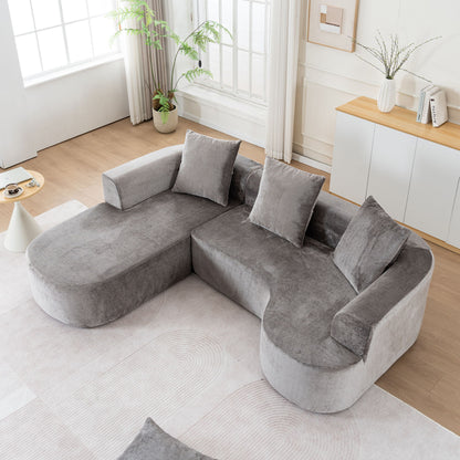 Modular Sectional Sofa With L Shape Chaise, Cloud Sectional Modern Sleeper Couch With Deep Seat, Sponge Compression Sofas - Gray