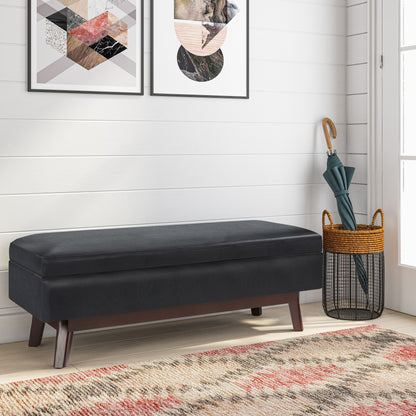 Owen - Rectangular Storage Ottoman - Midnight Black