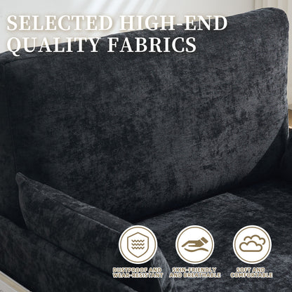 Mid Century Modern Foldable Sofa Bed Recliner, 3 - 1 Convertible Sleeper With 3 Pillows For Small Spaces - Black