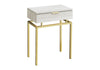 Accent Side Table, Storage Drawer, Marble Look - Beige