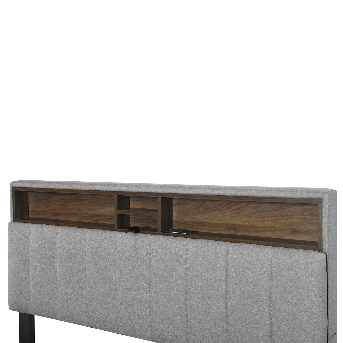 Queen Size Upholstered Platform Bed With Storage Headboard, Twin Long Size Trundle & 2 Drawers And A Set Of Sockets & USB Ports - Gray