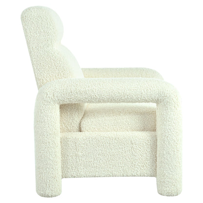 Push Back Recliner Armchair Upholstered Single Sofa With Adjustable Backrest For Living Room - Beige