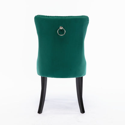 Nikki - Modern, High-End Tufted Solid Wood Contemporary Velvet Upholstered Dining Chair With Wood Legs Nailhead Trim (Set of 2) - Green
