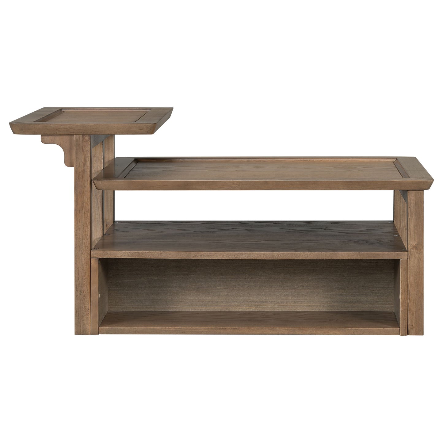 Modern Coffee Table, Coffee Table With 1 Storage Shelf, 2 Tabletops And 1 Rattan Drawer For Living Room - Dark Brown