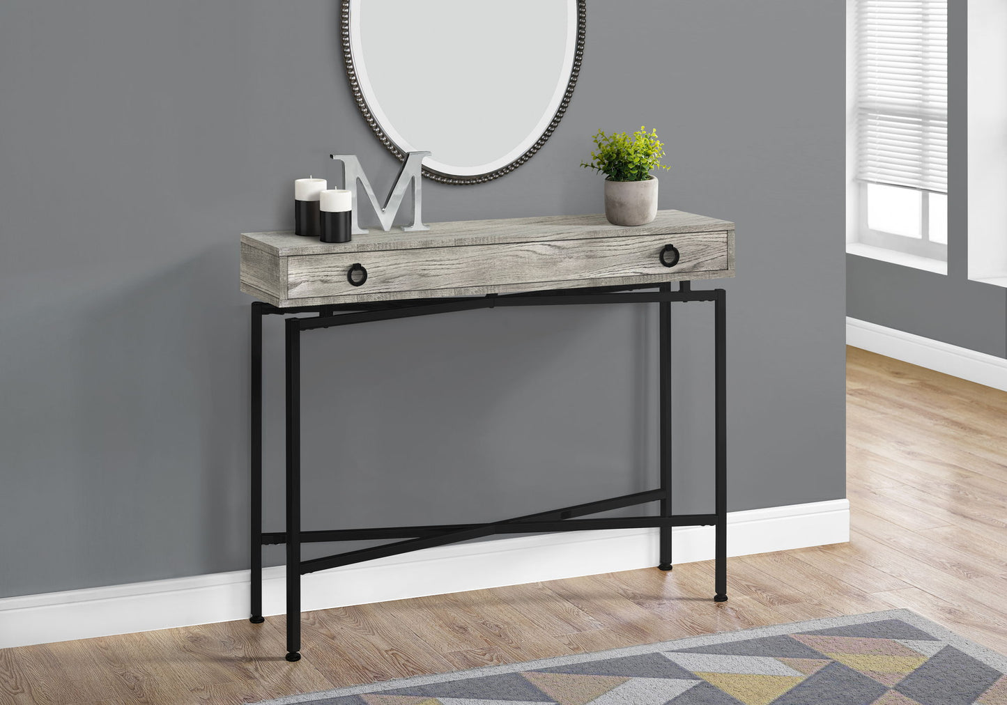 Accent Console Table For Entryway, Storage Drawer, Contemporary & Modern - Gray