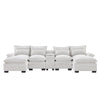 Modern U Shaped Sofa With Console, Cupholders And USB Ports, 6 Seat Upholstered Symmetrical Indoor Furniture, Sleeper Couch Set With Chaise - White