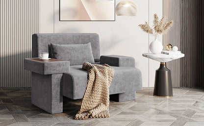 Modern Oversized Armchair, Wide Mid-Century Chair With Pillow Upholstered, Sturdy Wood Frame & Soft Cushion For Living Room - Gray