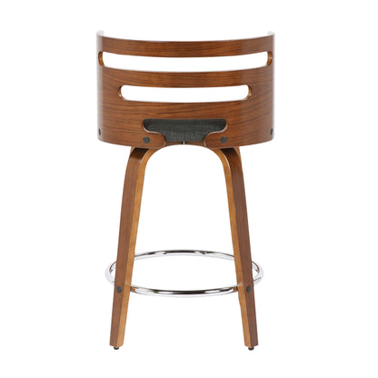Cosini - Mid-Century Modern Counter Stool With Swivel (Set of 2) - Walnut / Charcoal