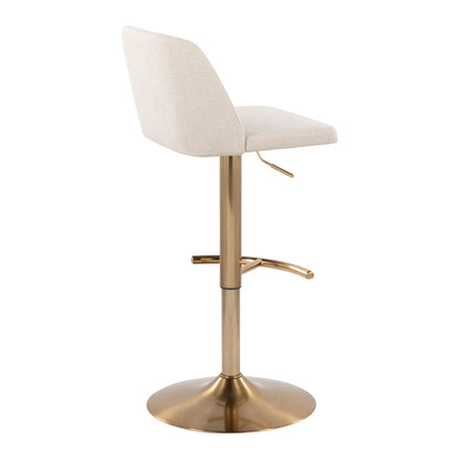 Toriano - Contemporary Adjustable Barstool With Swivel With Rounded T Footrest (Set of 2) - Cream / Gold