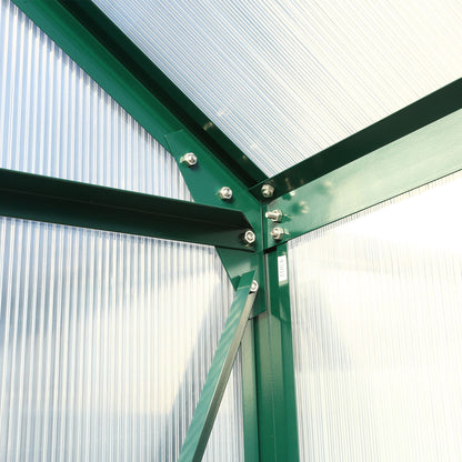 6.3'x6.2'x7' Polycarbonate Greenhouse, Heavy Duty Outdoor Aluminum Walk-In Green House Kit With Rain Gutter, Vent And Door For Backyard Garden - Green