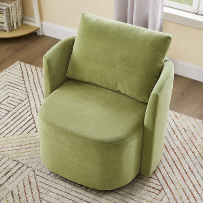 360ÔøΩÔøΩ Swivel Chair, Accent Barrel Armchair, Upholstered With Curved Design - Green
