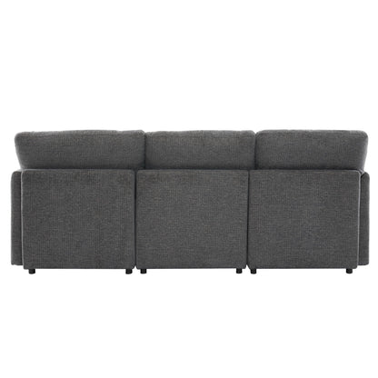 Sectional Sofa Modular Sofa U - Shaped Sofa Couch Sofa Bed L - Shaped Sofa With A Movable Ottoman And Two USB Ports For Living Room - Gray