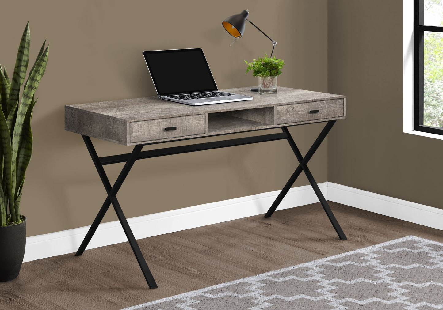 Computer Desk For Home Office, Laptop, Storage Drawers, Modern - Taupe