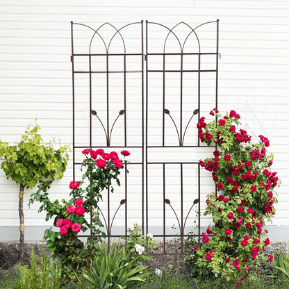 2 Pack Metal Garden Trellis Rustproof Trellis For Climbing Plants Outdoor Flower Support - Brown