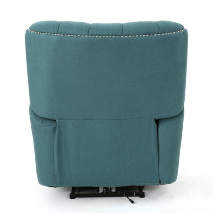 Electric Recliner Chair With Elegant Copper Accents And Soft Upholstery - Teal