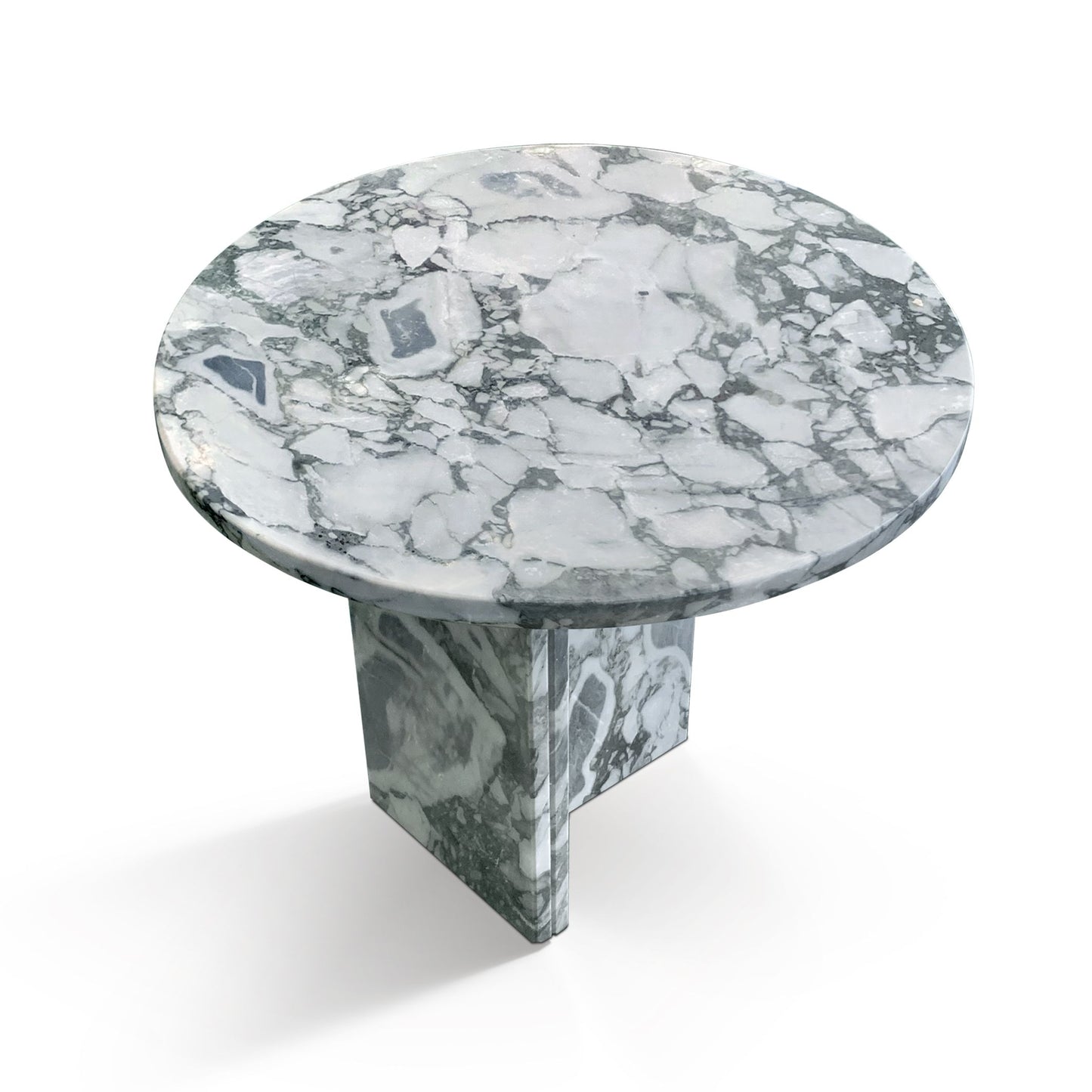 Natural Marble Coffee Table With Polished Surface, Genuine Stone - Blue Gray