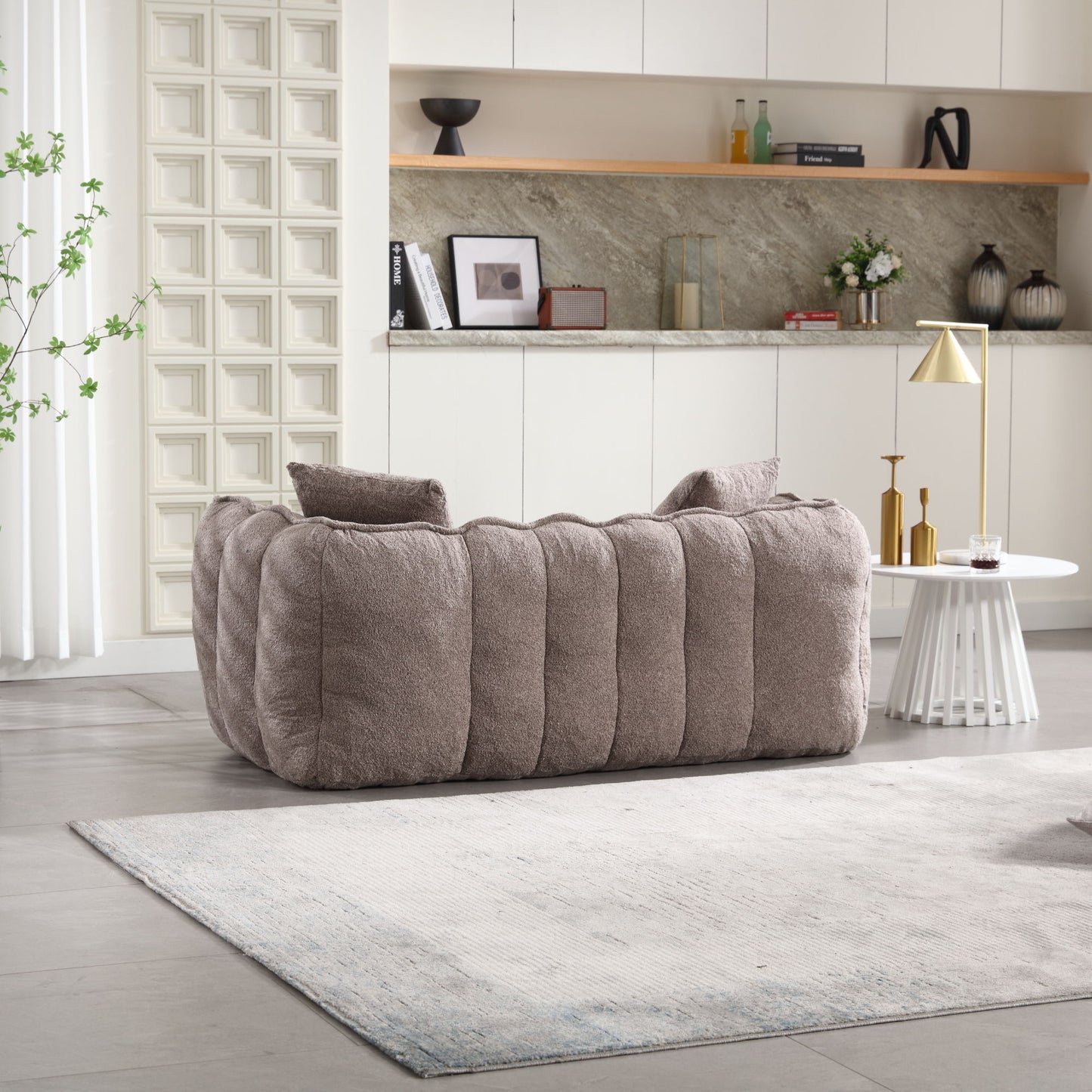 Soft Beanbag Chair With High Resilience Foam Core For Two People - Brown