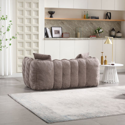 Soft Beanbag Chair With High Resilience Foam Core For Two People - Brown