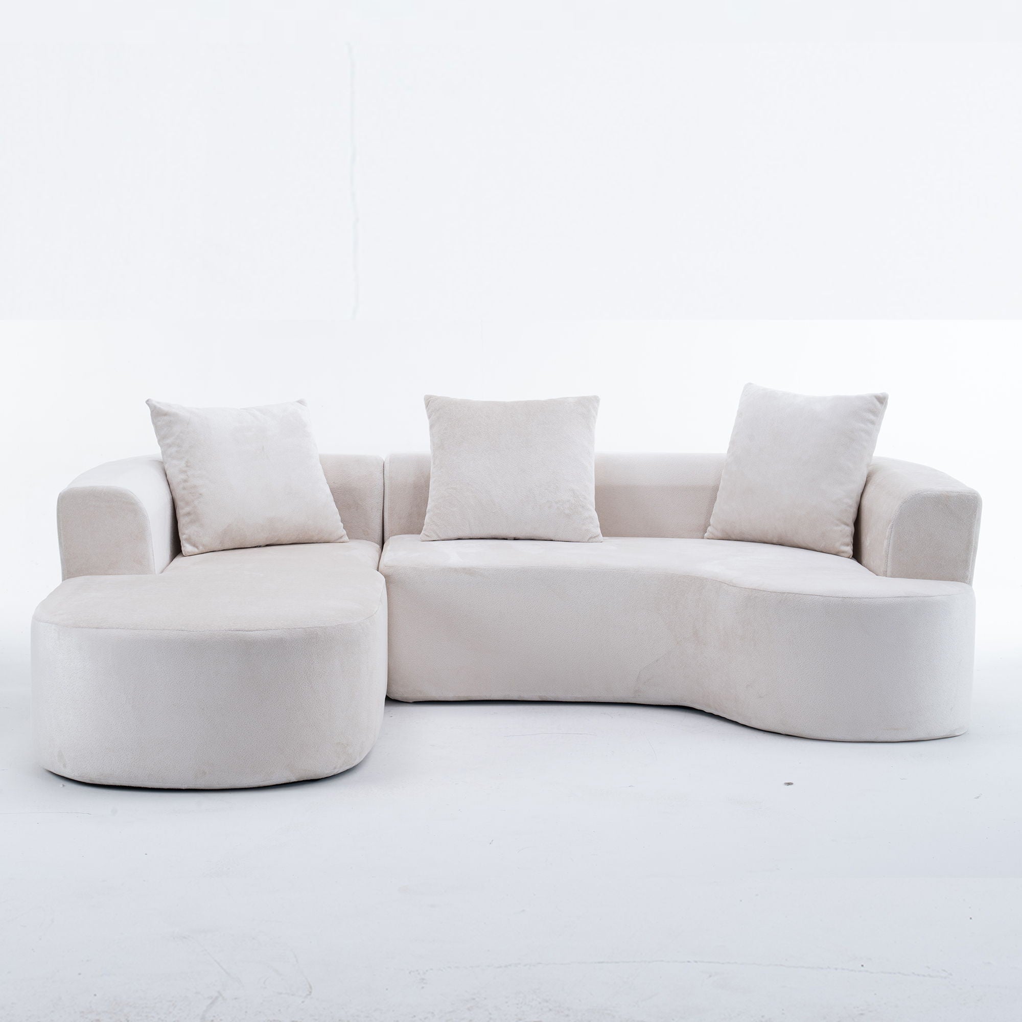 Modular Sectional Sofa With L Shape Chaise, Cloud Sectional Modern Sleeper Couch With Deep Seat, Sponge Compression Sofas - Beige