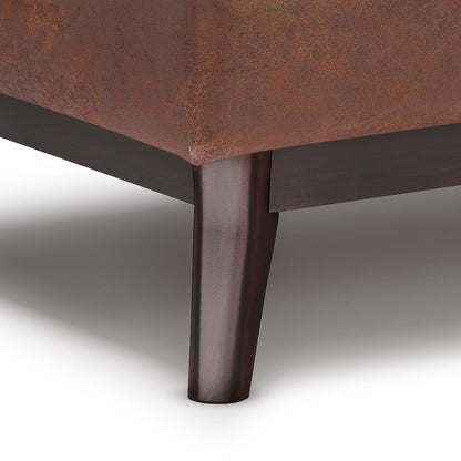 Owen - Tray Top Small Coffee Table Storage Ottoman - Distressed Saddle Brown