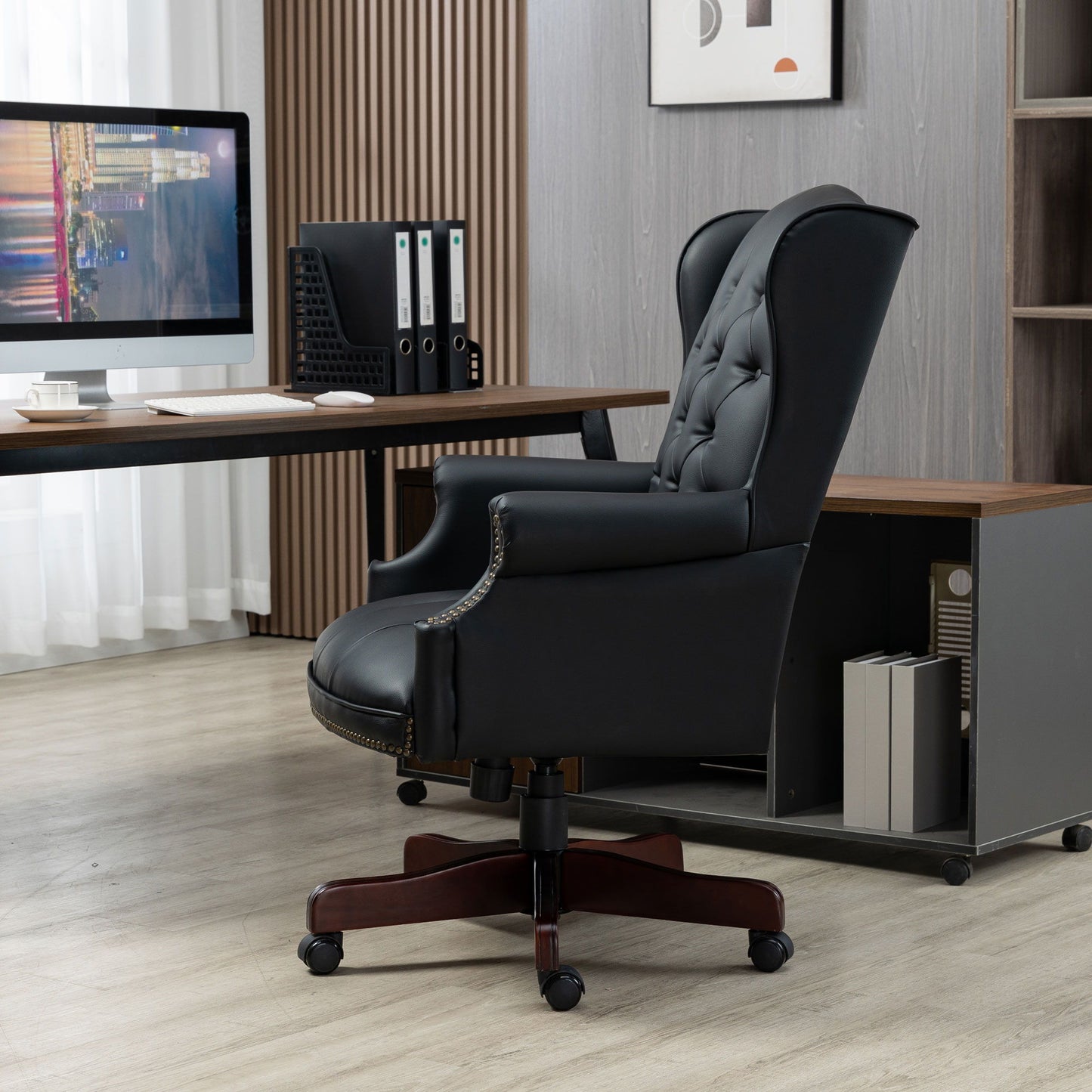 Executive Office Chair, High Back Reclining Comfortable Desk Chair With Smooth Glide Caster Wheels - Black