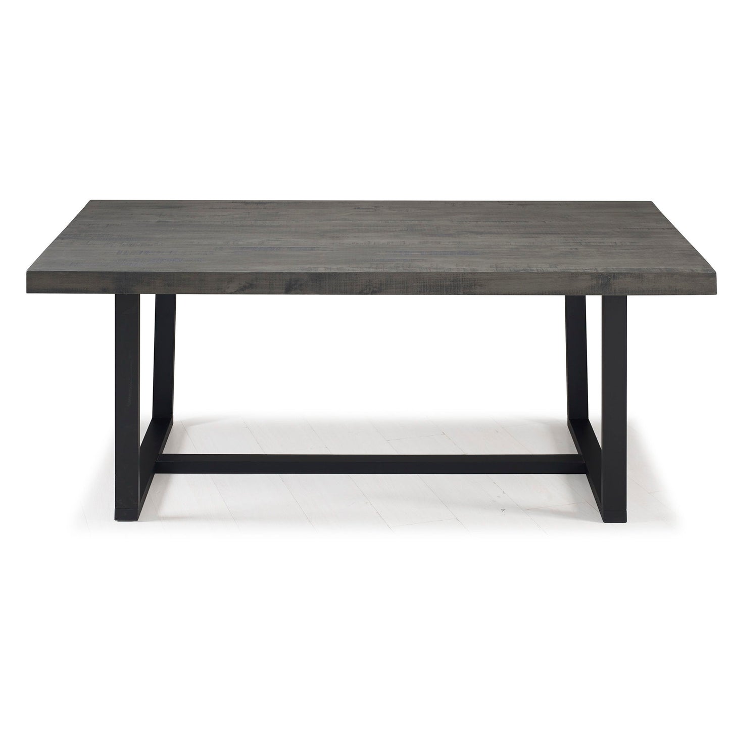 Modern Distressed Solid Wood And Metal Open Frame Dining Table - Gray