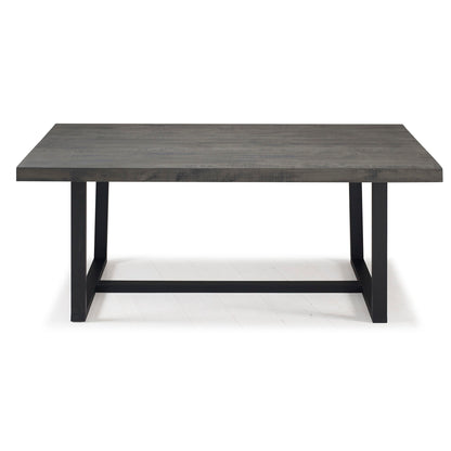 Modern Distressed Solid Wood And Metal Open Frame Dining Table - Gray