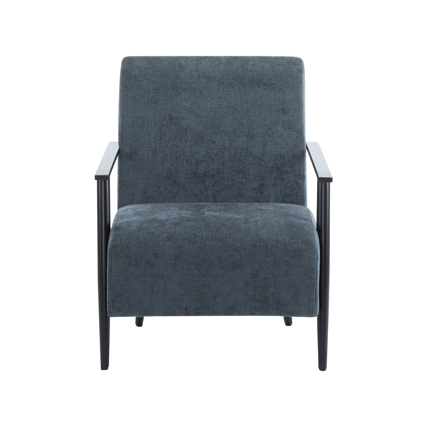 Modern Lounge Chair With Polyester Upholstery And Sturdy Metal Frame - Blue Gray