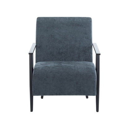Modern Lounge Chair With Polyester Upholstery And Sturdy Metal Frame - Blue Gray