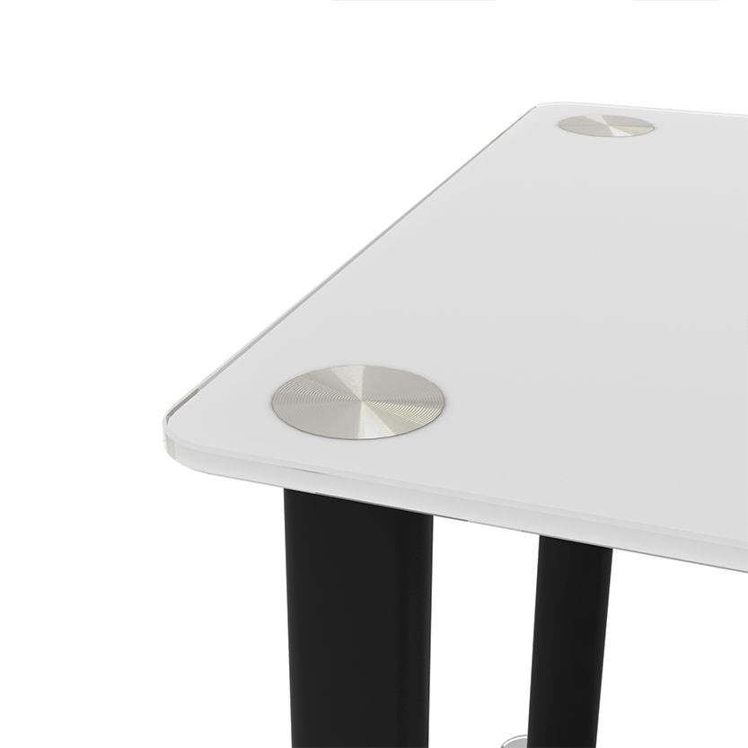 Side Table, 2 Tier Space End Table, Modern Night Stand, Sofa Table, Side Table With Storage Shelve - White / Black