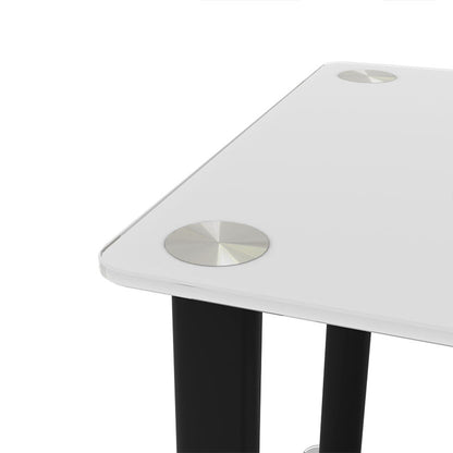 Side Table, 2 Tier Space End Table, Modern Night Stand, Sofa Table, Side Table With Storage Shelve - White / Black