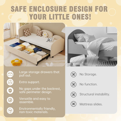 Modern Upholstered Daybed With Twin Size Bed Frames And Storage - Beige