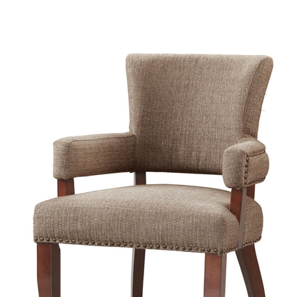 Arm Dining Chair With Nail Head Detailing - Brown / Espresso