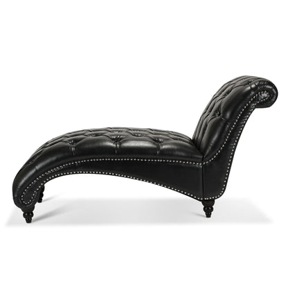 Tufted Armless Chaise Lounge - Black