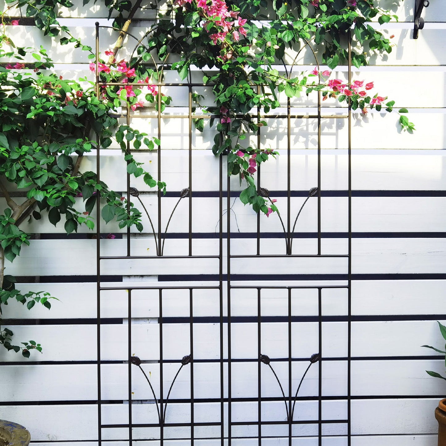 2 Pack Metal Garden Trellis Rustproof Trellis For Climbing Plants Outdoor Flower Support - Brown