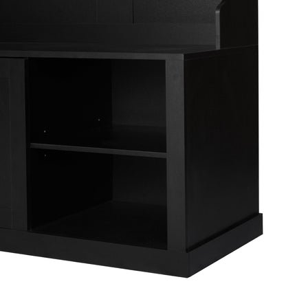 Hall Tree With 6 Hooks, Coat Hanger, Entryway Bench, 3 In 1 Design, A Spacious Drawer For Entrance, Living Room - Black