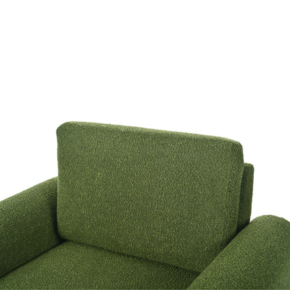 Modern Boucle Upholstered Accent Chair Sturdy Support & Luxurious Comfort Solid, Manufactured Wood - Green