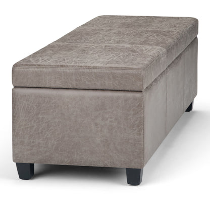 Avalon - Storage Ottoman Bench - Distressed Gray Taupe