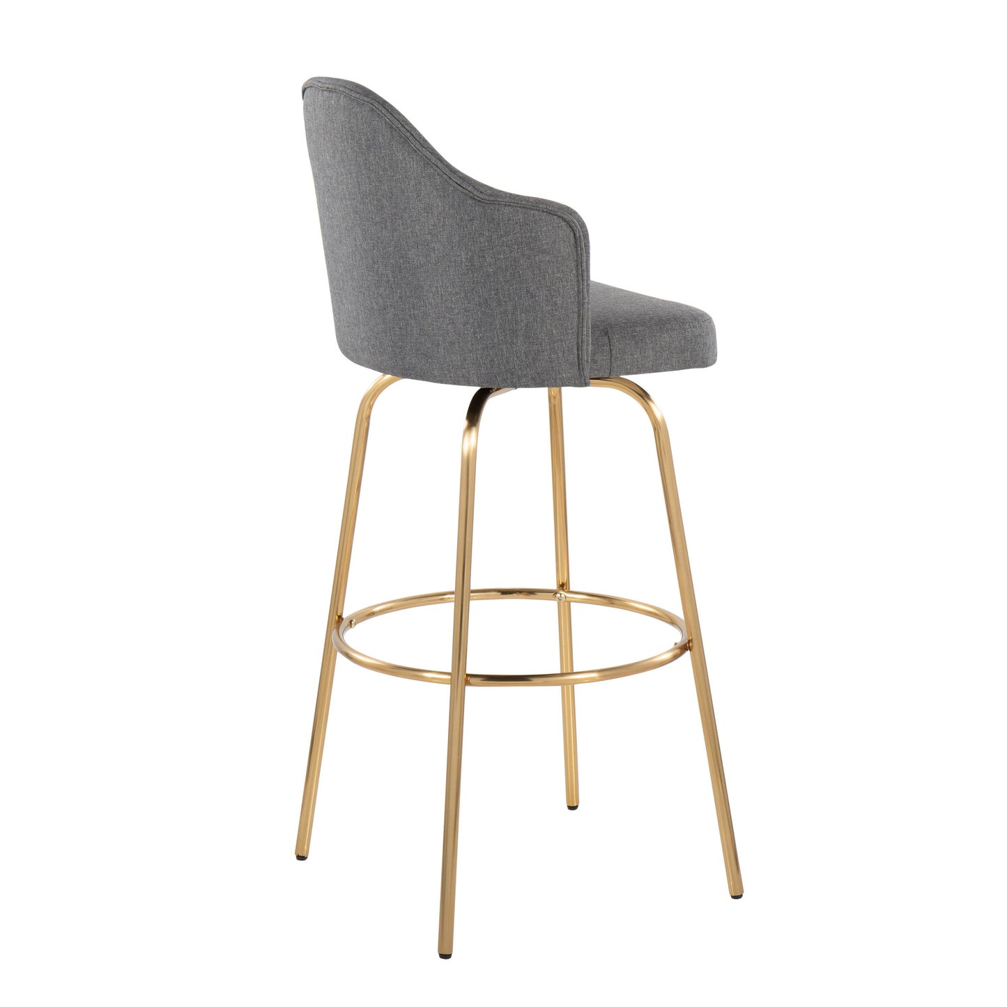 Ahoy - Contemporary Fixed Height Bar Stool Round Gold Footrest (Set of 2) - Gray / Gold
