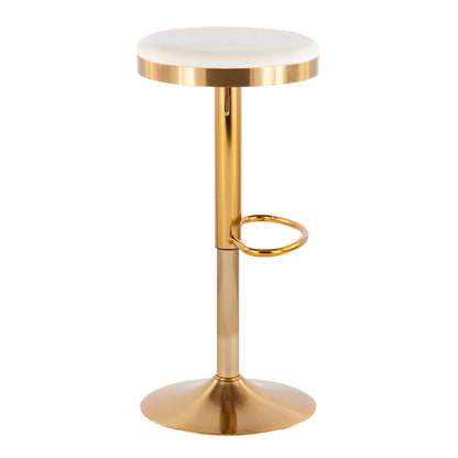Dakota - Contemporary Upholstered Adjustable Barstool (Set of 2) - Gold / Cream