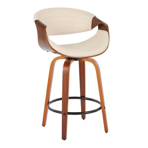 Symphony - Mid-Century Modern Counter Stool (Set of 2) - Walnut / Cream