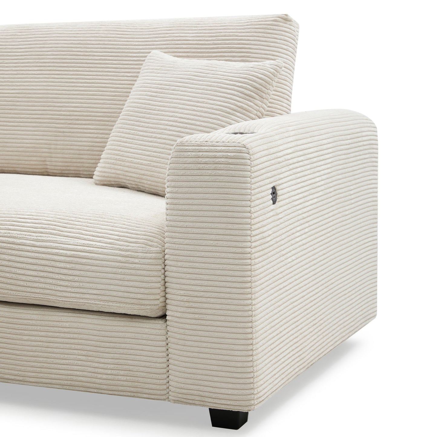Oversized Sectional L Shaped Cloud Couch With USB Charging Port Cup Holder Deep And Wide Seat Sofa With Chaise Comfy - Beige