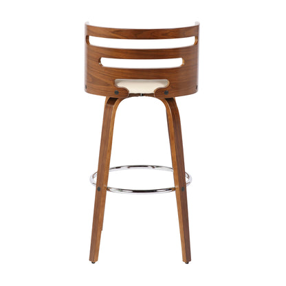 Cosini - Mid-Century Modern Barstool With Swivel (Set of 2) - Walnut / Cream