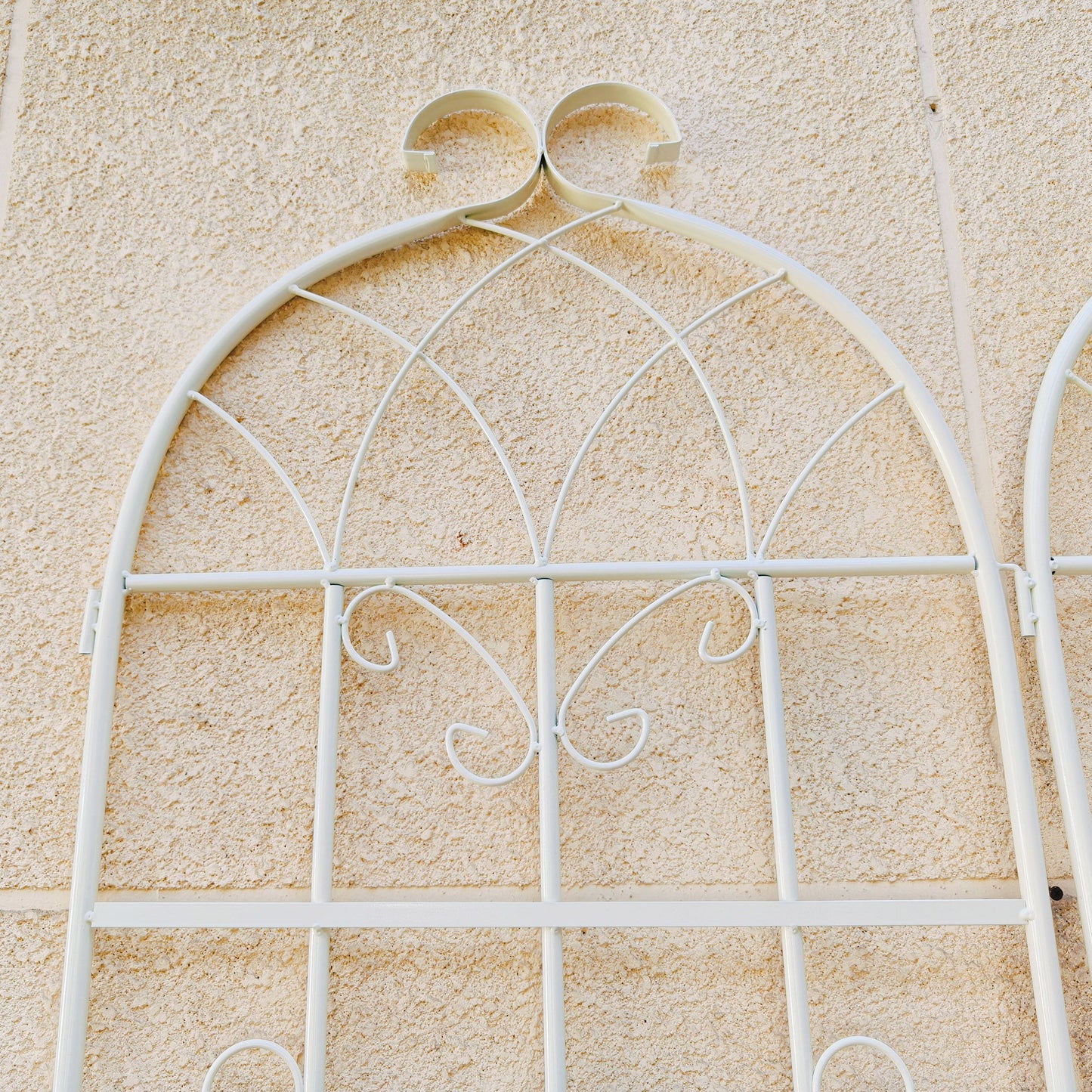 2 Pack Metal Garden Trellis Rustproof For Climbing Plant Outdoor Flower Support - Cream White