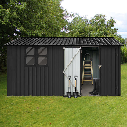 10'x12' Garden Sheds Outdoor Storage Sheds With Window - Black