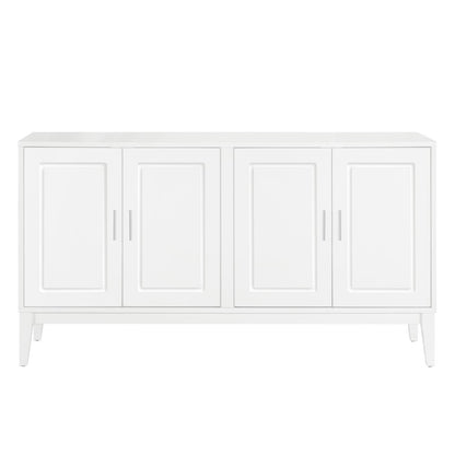 4 Door Sideboard Storage Cabinet With Door Shelf For Living Room And Dining Room, 2 Large Cabinets With Adjustable Shelf - White