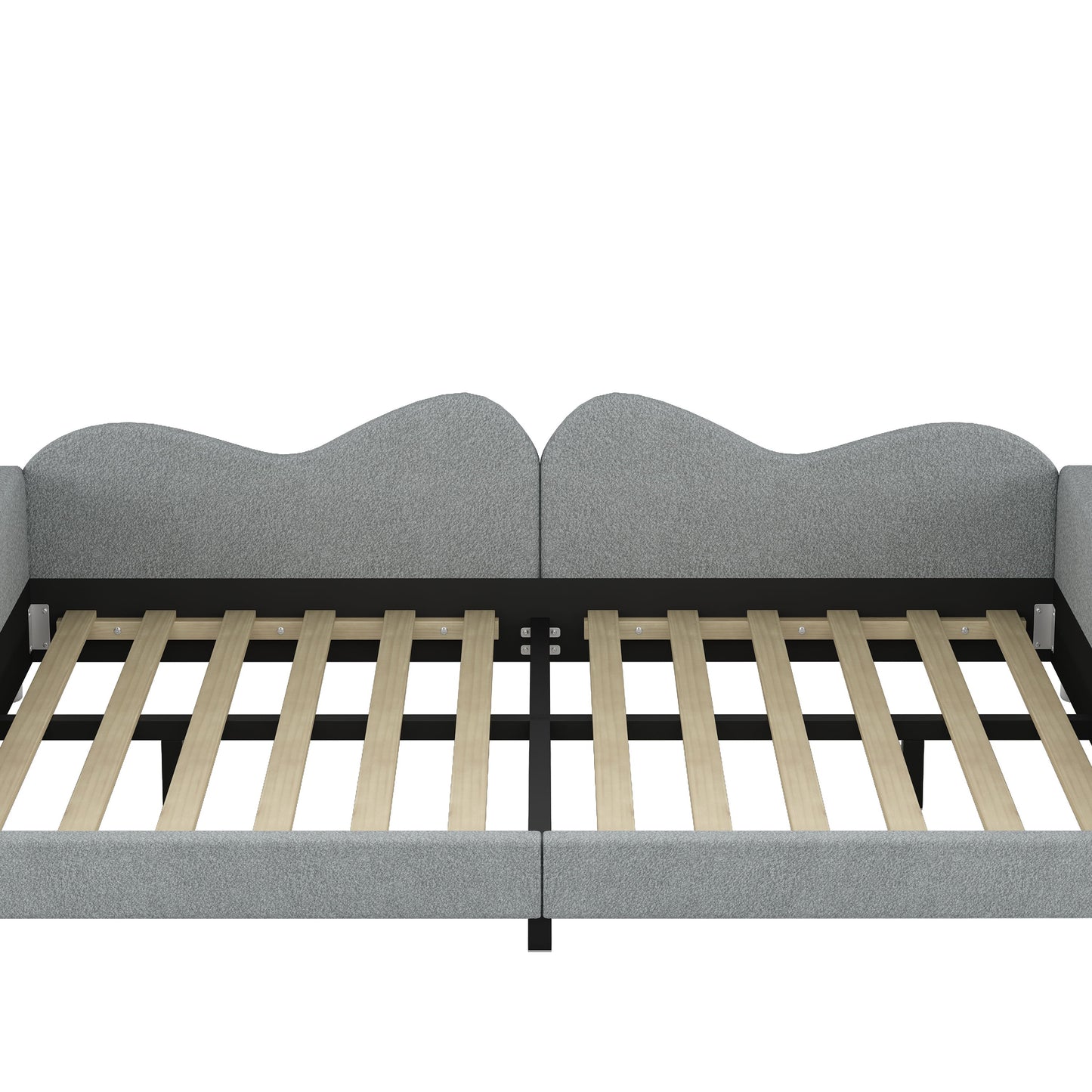 Full Size Upholstered Daybed, Sherpa Fabric Sofabed With Cloud-Shaped Backrest, No Box - Spring Needed - Gray