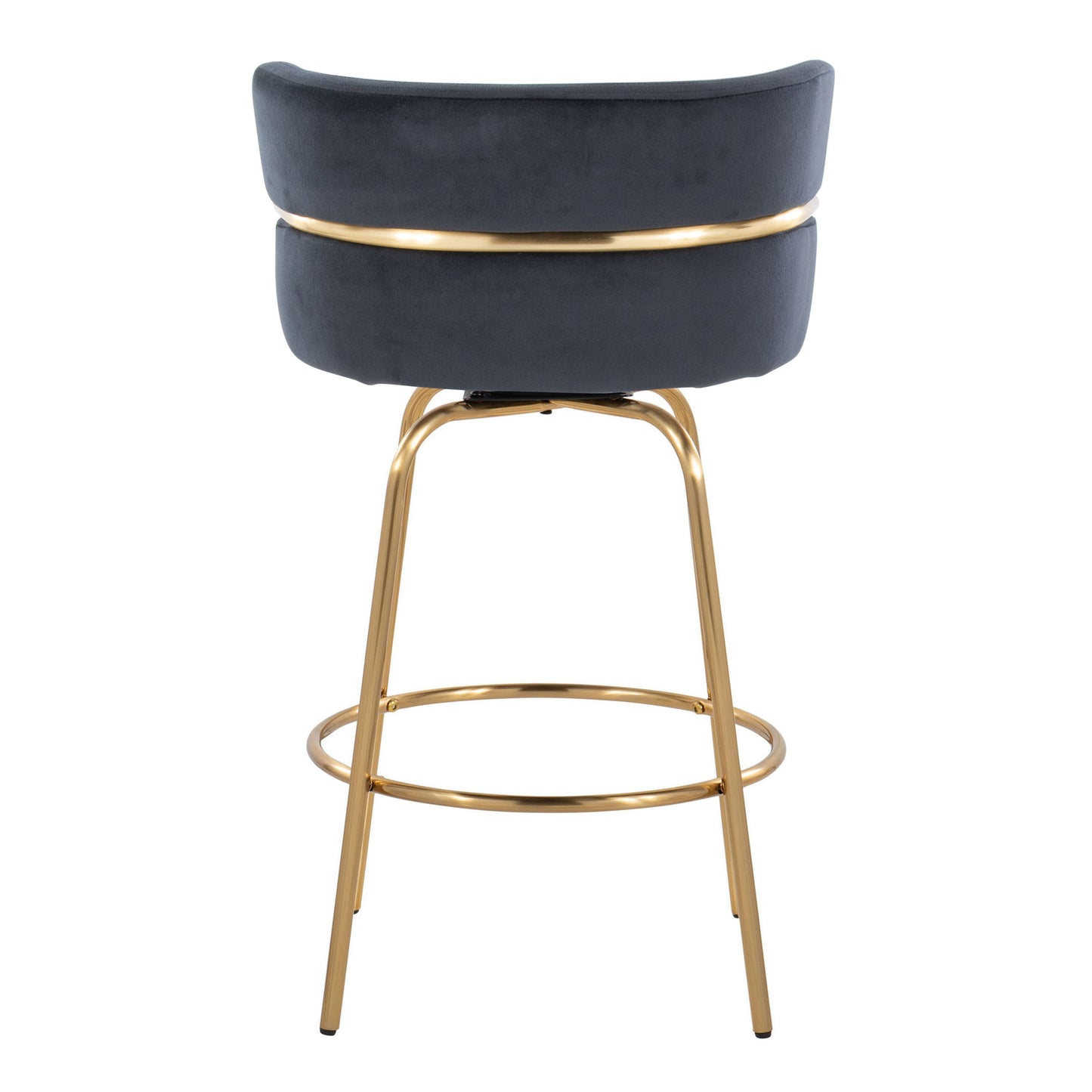 Cinch - Glam / Art Deco Fixed Height Counter Stool With Swivel With Round Footrest (Set of 2) - Gold / Black