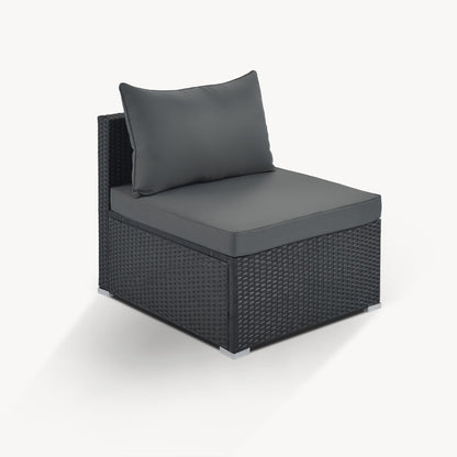 8 Pieces Outdoor Patio Furniture Sets, Garden Conversation Wicker Sofa Set, Single Sofa Combinable - Gray / Black