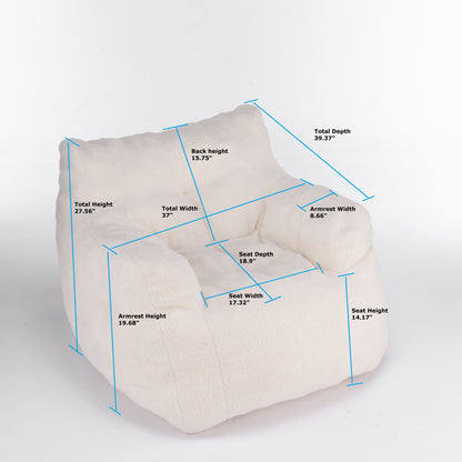 Soft Teddy Fabric Tufted Foam Bean Bag Chair With Teddy Fabric - Coffee